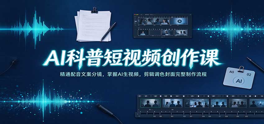 AI科普短视频创作课:精通配音文案分镜,掌握AI生视频,剪辑调色封面完整制作流程 AI科普短视频创作课:精通配音文案分镜,掌握AI生视频,剪辑调色封面完整制作流程
