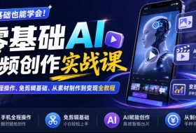 零基础AI视频创作实战课|手机全程操作、免剪辑基础、从素材制作到变现全教程