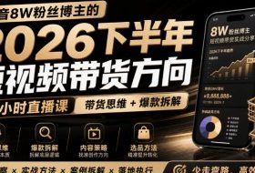抖音8W粉丝博主莱恩带娃的2026下半年短视频带货方向,9小时直播课,带货思维+爆款拆解