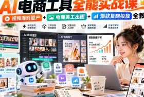 AI电商工具全能实战教学,视频混剪量产+电商美工出图+爆款复刻投放全教程
