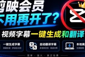 剪映会员不用再开了？视频字幕一键生成加翻译，本地离线运行，完全免费，超快速高精度，字幕大师