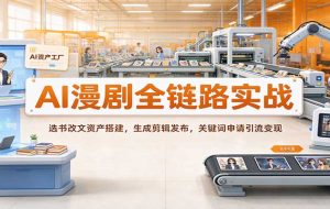 AI漫剧全链路实战：选书改文资产搭建，生成剪辑发布，关键词申请引流变现
