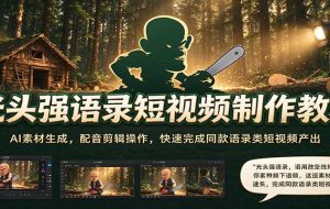 光头强语录短视频制作教程:AI素材生成,配音剪辑操作,快速完成同款语录类短视频产出