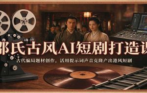 邵氏古风AI短剧打造课：古代骗局题材创作，活用提示词声音克隆产出港风短剧