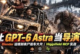 让GPT-6 Astra当导演!Blender运镜到丧尸追车大片|Higgsfield MCP实战