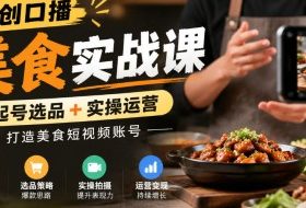 原创口播美食实战课,起号选品+实操运营,打造美食短视频账号