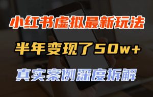 小红书虚拟资料最新玩法，半年变现了50w+，真实案例深度拆解，可复制可批量