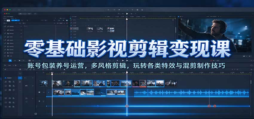 零基础影视剪辑变现课:账号包装养号运营,多风格剪辑,玩转各类特效与混剪制作技巧 零基础影视剪辑变现课:账号包装养号运营,多风格剪辑,玩转各类特效与混剪制作技巧