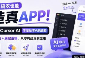 非码农也能造真APP!Cursor AI零基础零代码课程:学策略+底层逻辑,从零构建真实应用【原创双语字幕】