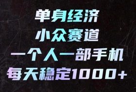 单身经济小众赛道,一个人一部手机,每天稳定1000+,利用下班碎片时间即可【揭秘】