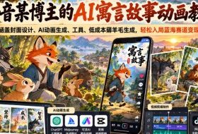 抖音某博主的AI寓言故事动画教学,涵盖封面设计、AI动画生成、工具、低成本薅羊毛生成,轻松入局蓝海赛道变现