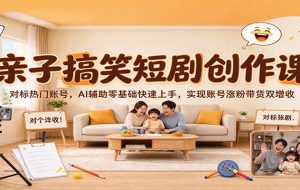 亲子搞笑短剧创作课:对标热门账号,AI辅助零基础快速上手,实现账号涨粉带货双增收