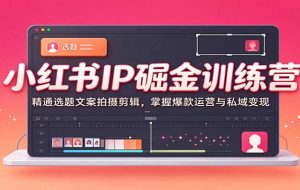 小红书IP掘金训练营:精通选题文案拍摄剪辑,掌握爆款运营与私域变现