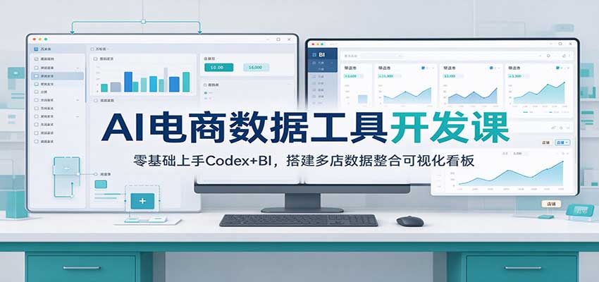 AI电商数据工具开发课:零基础上手Codex+BI,搭建多店数据整合可视化看板 AI电商数据工具开发课:零基础上手Codex+BI,搭建多店数据整合可视化看板