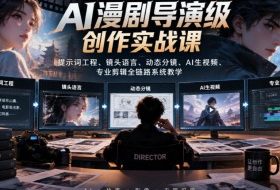 AI漫剧导演级创作实战课|提示词工程、镜头语言、动态分镜、AI生视频、专业剪辑全链路系统教学