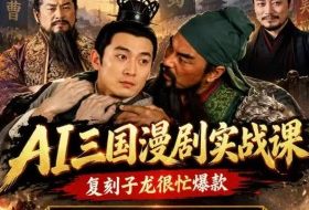 抖音14W粉博主同款AI三国漫剧实战课，复刻子龙很忙爆款，从脚本、人物、分镜到成片全流程创作，打造高流量短剧IP
