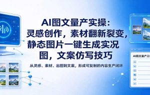 AI图文量产实操：灵感创作，素材翻新裂变，静态图片一键生成实况图，文案仿写技巧