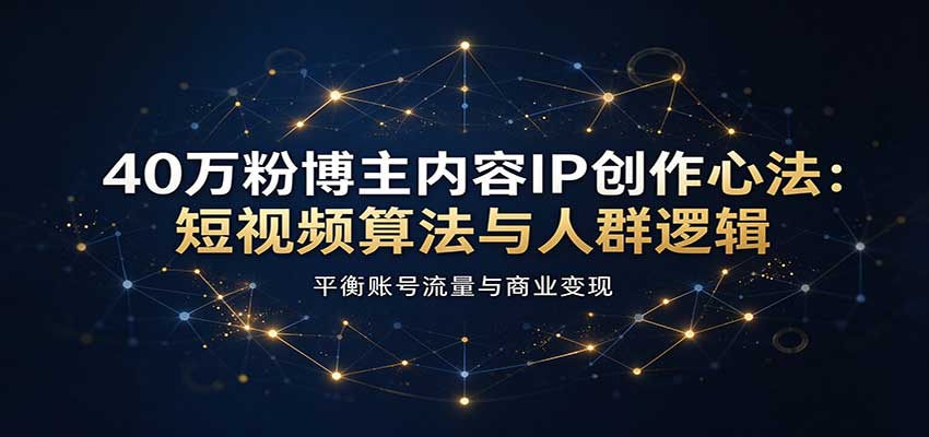 40万粉博主内容IP创作心法:短视频算法与人群逻辑,平衡账号流量与商业变现 40万粉博主内容IP创作心法:短视频算法与人群逻辑,平衡账号流量与商业变现