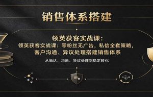 领英获客实战课：零粉丝无广告，私信全套策略，客户沟通、异议处理搭建销售体系