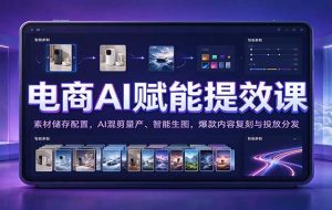 电商AI赋能提效课：素材储存配置，AI混剪量产、智能生图，爆款内容复刻与投放分发