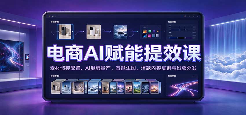 电商AI赋能提效课:素材储存配置,AI混剪量产、智能生图,爆款内容复刻与投放分发 电商AI赋能提效课:素材储存配置,AI混剪量产、智能生图,爆款内容复刻与投放分发