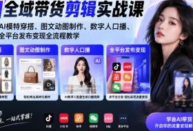 AI全域带货剪辑实战课|AI模特穿搭、图文动图制作、数字人口播、全平台发布变现全流程教学