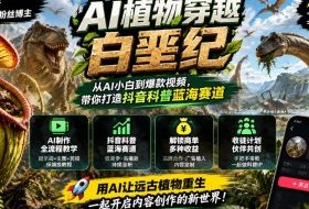 抖音7W粉丝博主的AI植物穿越白垩纪教学,抖音科普蓝海赛道,解锁商单收徒伙伴计划等多种收益
