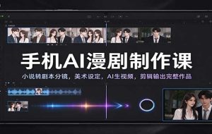 手机AI漫剧制作课：小说转剧本分镜，美术设定，AI生视频，剪辑输出完整作品
