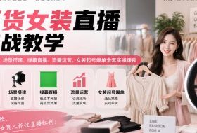 百货女装直播实战教学|账号筹备、场景搭建、绿幕直播、流量运营、女装起号爆单全套实操课程