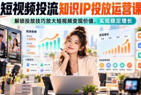 短视频投流知识IP投放运营课，解锁投放技巧放大短视频变现价值，实现稳定增长