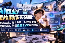 （20863期）AI商业广告短片制作实战课：从创意文案、脚本分镜、AI视频生成到剪映后期，掌握品牌TVC制作流程