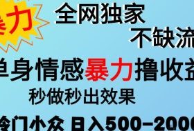 26年暴力单身情感经济项目,冷门小众赛道,门槛低小白可做,日入500-2k,可矩阵放大,最重要的是不缺流量,流量极大【揭秘】