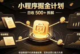 小程序推广计划,日收500+,腾讯官方打款,客户留存率高,收益长期稳定【揭秘】