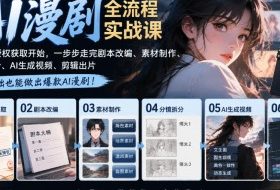 AI漫剧全流程实战课｜从小说授权获取开始，一步步走完剧本改编、素材制作、分镜拆分、AI生成视频、剪辑出片全流程