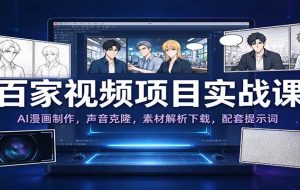 百家视频项目实战课:AI漫画制作,声音克隆,素材解析下载,配套提示词