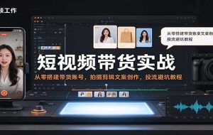 短视频带货实战:从零搭建带货账号,拍摄剪辑文案创作,投流避坑教程