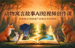 动物寓言故事AI短视频创作课：配套提示词快速产出寓言类短视频