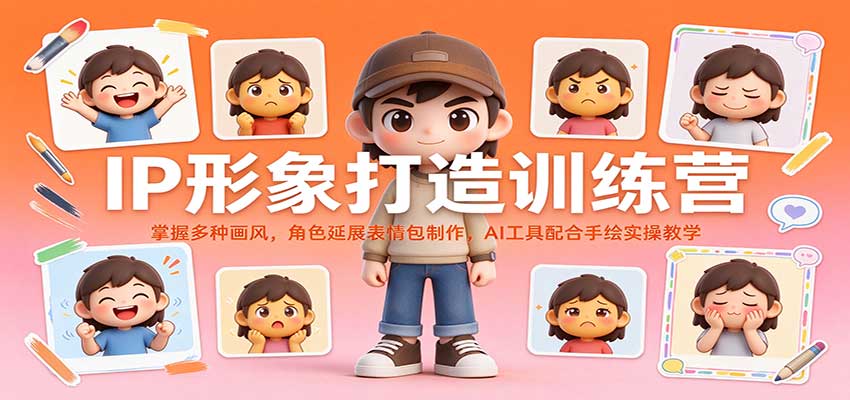 IP形象打造训练营:掌握多种画风,角色延展表情包制作,AI工具配合手绘实操教学 IP形象打造训练营:掌握多种画风,角色延展表情包制作,AI工具配合手绘实操教学