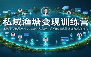 私域渔塘变现训练营:系统学习私域玩法,搭建个人品牌,实现私域流量沉淀与成交转化