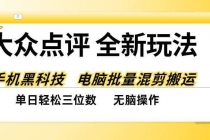 （20893期）大众点评全网最新玩法，黑科技代替人工，全程无脑搬运，单日三位数以上
