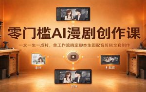 零门槛AI漫剧创作课：一文一生一成片，单工作流搞定脚本生图配音剪辑全套制作