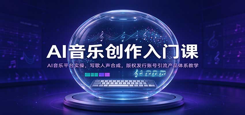 AI音乐创作入门课：AI音乐平台实操，写歌人声合成，版权发行账号引流产品体系教学