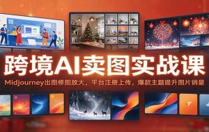 跨境AI卖图实战课:Midjourney出图修图放大,平台注册上传,爆款主题提升图片销量
