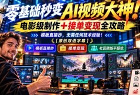 零基础秒变AI视频大神！电影级制作+接单变现全攻略，模板直接抄，无需任何技术经验！【原创双语字幕】