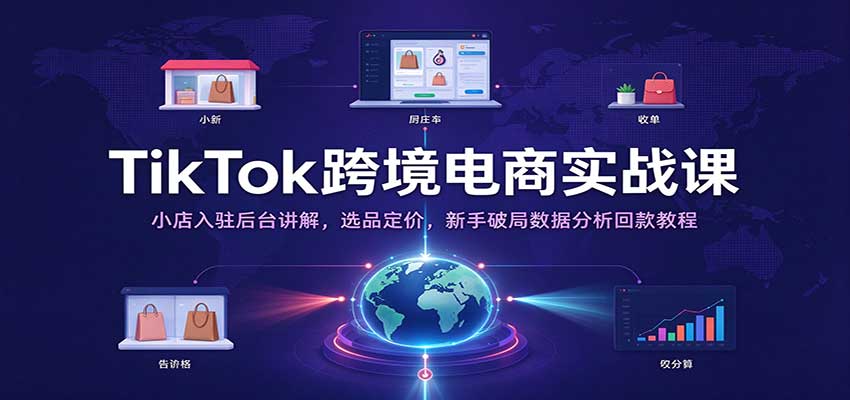TikTok跨境电商实战课:小店入驻后台讲解,选品定价,新手破局数据分析回款教程 TikTok跨境电商实战课:小店入驻后台讲解,选品定价,新手破局数据分析回款教程