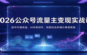 2026公众号流量主变现实战课：起号开通收益，AI内容创作，贴图玩法多细分赛道教程
