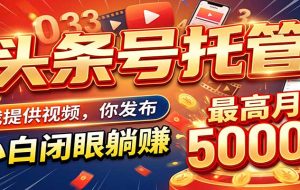 今日头条 AI 托管躺赚计划,你出账号我运营,月入5K+