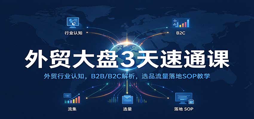 外贸大盘3天速通课:外贸行业认知,B2B/B2C解析,选品流量落地SOP教学 外贸大盘3天速通课:外贸行业认知,B2B/B2C解析,选品流量落地SOP教学