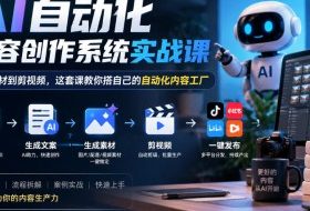 AI自动化内容创作系统实战课,从收素材到剪视频,这套课教你搭自己的自动化内容工厂