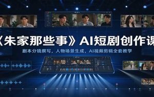 《朱家那些事》AI短剧创作课:剧本分镜撰写,人物场景生成,AI视频剪辑全套教学